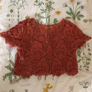 Lovely Day lace burnt orange crop top!!